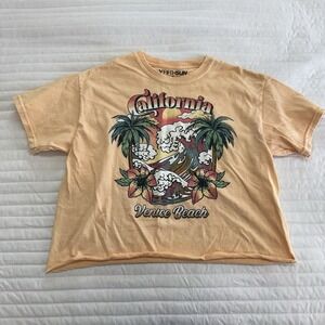 Fifth Sun Women's Venice Beach Graphic Tee Crop Top Short Sleeve Size M